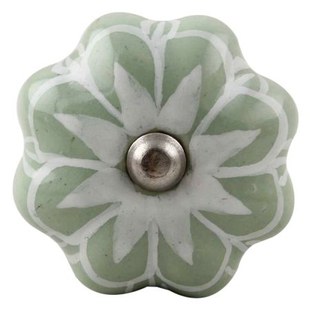 Sage Green Flower Medium Ceramic Melon Wine Stopper